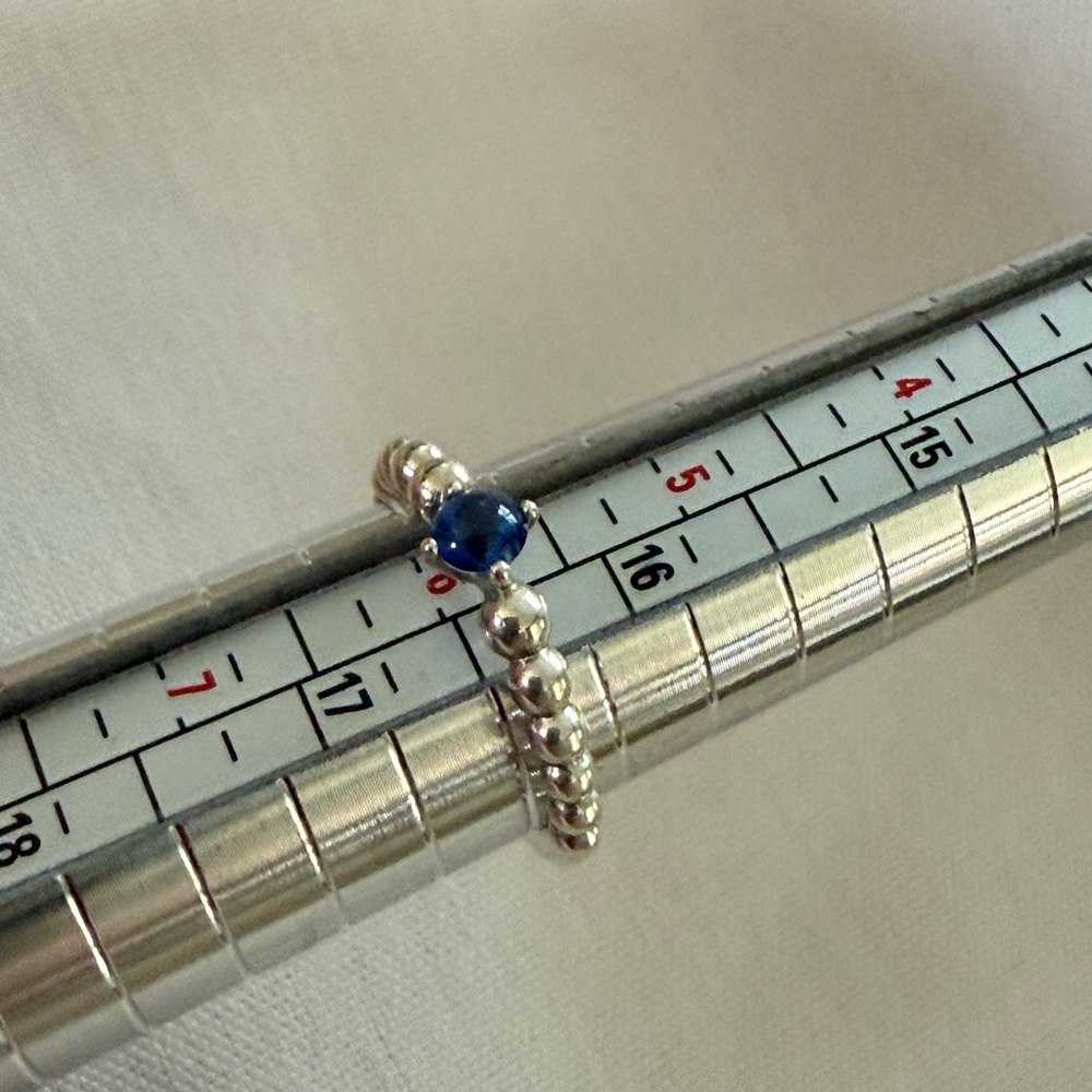 Silver Beaded Ring With Blue Stone - image 5